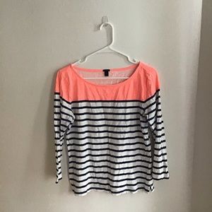 J. Crew striped 3/4 length top size wmns M